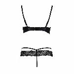 Комплект білизни Passion Exclusive NORTH SET XXL/XXXL, black, ліф і трусики з елементами під латекс - мініатюра 3