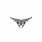 Трусики мереживні з доступом Passion Exclusive VIOLANTE THONG XXL/XXXL, black - мініатюра 3