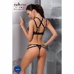 Комплект білизни Passion Exclusive HAGAR SET L/XL, black, стрепи трусики та ліф - мініатюра 4