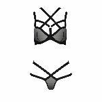 Комплект білизни Passion Exclusive HAGAR SET L/XL, black, стрепи трусики та ліф - мініатюра 5