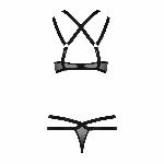 Комплект білизни Passion Exclusive HAGAR SET L/XL, black, стрепи трусики та ліф - мініатюра 6