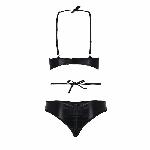 Комплект белья Passion Exclusive NAVEL SET L/XL, black, трусики и лиф с элементами под латекс - мініатюра 6