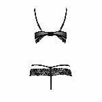 Комплект білизни Passion Exclusive SARIA SET OpenBra XXL/XXXL black, стрепи, відкритий ліф, стрінги - мініатюра 6