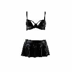 Комплект білизни під латекс Passion DEBY SET S/M, black, ліф, мініспідничка, стрінги - мініатюра 3
