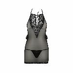 Сорочка прозора приталена Passion ERZA CHEMISE XXL/XXXL, black, трусики - мініатюра 3