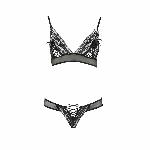 Комплект білизни Passion ERZA SET L/XL, black, ліф і трусики - мініатюра 3