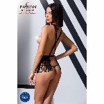Комплект білизни Passion Exclusive INDRA SET OpenBra S/M, black, стрінги, портупея з бахромою - мініатюра 4