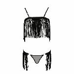 Комплект білизни Passion Exclusive KASSANDRA SET OpenBra S/M black, ліф з бахроми, трусики-спідниця - мініатюра 5