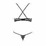 Комплект білизни Passion Exclusive QUENTRIS BIKINI XXL/XXXL, black, стрінги і напіввідкритий ліф - мініатюра 6