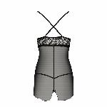 Прозора сорочка приталена Passion QUENTRIS CHEMISE L/XL, black, трусики - мініатюра 6