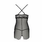Прозора сорочка приталена Passion QUENTRIS CHEMISE S/M, black, трусики - мініатюра 6