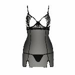 Прозора сорочка приталена Passion QUENTRIS CHEMISE S/M, black, трусики - мініатюра 5