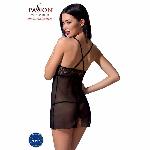 Прозора сорочка приталена Passion QUENTRIS CHEMISE XXL/XXXL, black, трусики - мініатюра 2