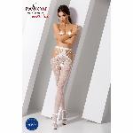 Еротичні колготки-бодістокінг Passion S001 white, з доступом і з відкритими стегнами - мініатюра 2