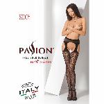 Еротичні колготки-бодістокінг Passion S005 black, імітація панчіх та пояса для панчіх - мініатюра 7