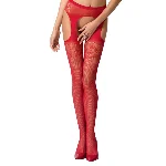 Еротичні колготки-бодістокінг Passion S005 red, імітація панчіх та пояса для панчіх - мініатюра 1