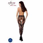 Еротичні колготки-бодістокінг Passion S007 black, гарні ажурні колготки з вирізом - мініатюра 4