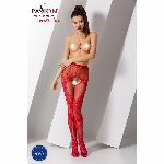 Еротичні колготки-бодістокінг Passion S007 red, гарні ажурні колготки з вирізом - мініатюра 2