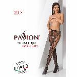 Еротичні колготки-бодістокінг Passion S008 black, ажурні колготки з вирізом та лампасами-сіткою - мініатюра 7