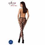 Еротичні колготки-бодістокінг Passion S008 black, ажурні колготки з вирізом та лампасами-сіткою - мініатюра 4