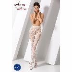 Еротичні колготки-бодістокінг Passion S010 white, з доступом, геометричний малюнок - мініатюра 2