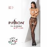 Колготки-бодістокінги Passion S012 One Size, Black, імітація панчіх, пояса та мереживних трусиків - мініатюра 7