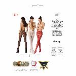 Сітчасті колготки з відкритим доступом Passion S015 One Size, Red, імітація панчіх і трусиків - мініатюра 5