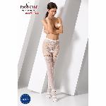 Сітчасті колготки з відкритим доступом Passion S015 One Size, White, імітація панчіх і трусиків - мініатюра 2