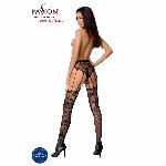 Сітчасті панчохи-стокінги Passion S016 One Size, Black, імітація ажурного пояса з гартерами - мініатюра 4