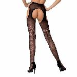Колготки-бодістокінги з відкритим доступом Passion S017 One Size, Black, імітація панчіх та пояса - мініатюра 2