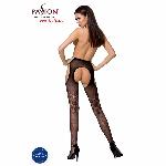 Колготки-бодістокінги з відкритим доступом Passion S017 One Size, Black, імітація панчіх та пояса - мініатюра 4