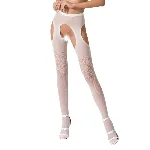 Колготки-бодістокінги з відкритим доступом Passion S017 One Size, White, імітація панчіх та пояса - мініатюра 1