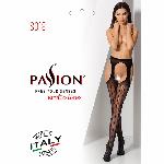 Сітчасті панчохи-стокінги Passion S018 One Size, Black, імітація пояса, сітка з вертикальними смужка - мініатюра 7