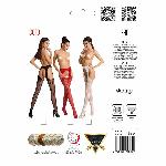 Сітчасті панчохи-стокінги Passion S018 One Size, White, імітація пояса, сітка з вертикальними смужка - мініатюра 5