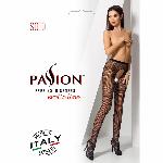 Сітчасті колготки-бодістокінги Passion S019 One Size, Black, імітація трусиків, відкритий доступ - мініатюра 7