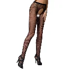 Сітчасті колготки-бодістокінги Passion S019 One Size, Black, імітація трусиків, відкритий доступ - мініатюра 1