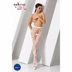 Сітчасті колготки-бодістокінги Passion S019 One Size, White, імітація трусиків, відкритий доступ - мініатюра 2