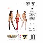 Сітчасті панчохи-стокінги Passion S020 One Size, Black, ажурний візерунок, імітація пояса з гартерам - мініатюра 8