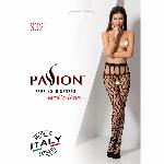 Еротичні колготки-бодістокінг Passion S021 black, у велику сітку з високим поясом - мініатюра 7
