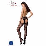 Сексуальні колготки-бодістокінги Passion S022 One Size, Black, імітація панчіх і пояса з гартерами - мініатюра 4
