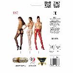 Сексуальні колготки-бодістокінги Passion S022 One Size, Red, імітація панчіх і пояса з гартерами - мініатюра 5