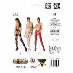Еротичні колготки-бодістокінги Passion S023 One Size, Black, імітація панчіх з ромбами та пояском - мініатюра 8