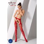 Еротичні панчохи-стокінги Passion S024 One Size, Red, імітація панчіх та пояса з гартерами - мініатюра 2