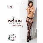 Еротичні колготки-бодістокінги Passion S025 One Size, Black, імітація ажурних панчішок з пояском - мініатюра 7