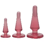 Набір анальних пробок Doc Johnson Crystal Jellies - Pink, макс. діаметр 2см - 3 см - 4 см - мініатюра 1