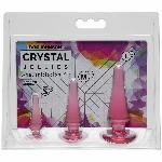 Набір анальних пробок Doc Johnson Crystal Jellies - Pink, макс. діаметр 2см - 3 см - 4 см - мініатюра 2