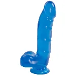Фалоімітатор Doc Johnson Jelly Jewels Cock & Balls Blue, діаметр 3,6 см, антибактеріальний ПВХ - мініатюра 1