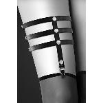 Гартер на ногу Bijoux Pour Toi - 3 THONGS Black, сексуальна підв'язка, екошкіра - мініатюра 2