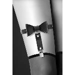 Гартер на ногу Bijoux Pour Toi - WITH BOW Black, сексуальна підв'язка з бантиком, екошкіра - мініатюра 3