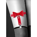 Гартер на ногу Bijoux Pour Toi - WITH BOW Red, сексуальна підв'язка з бантиком, екошкіра - мініатюра 2